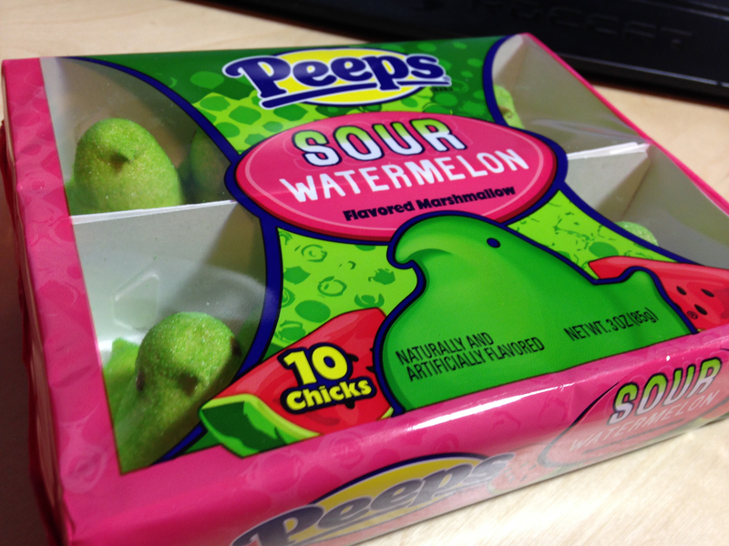 Illustration for article titled Sour Watermelon Marshmallow Peeps: The Snacktaku Review